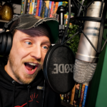 Ian Parish recording voice-over in his home studio